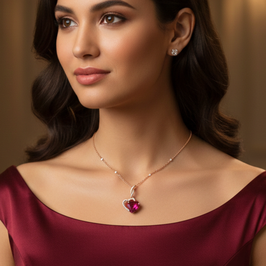 Sapphire Heart Drop Necklace