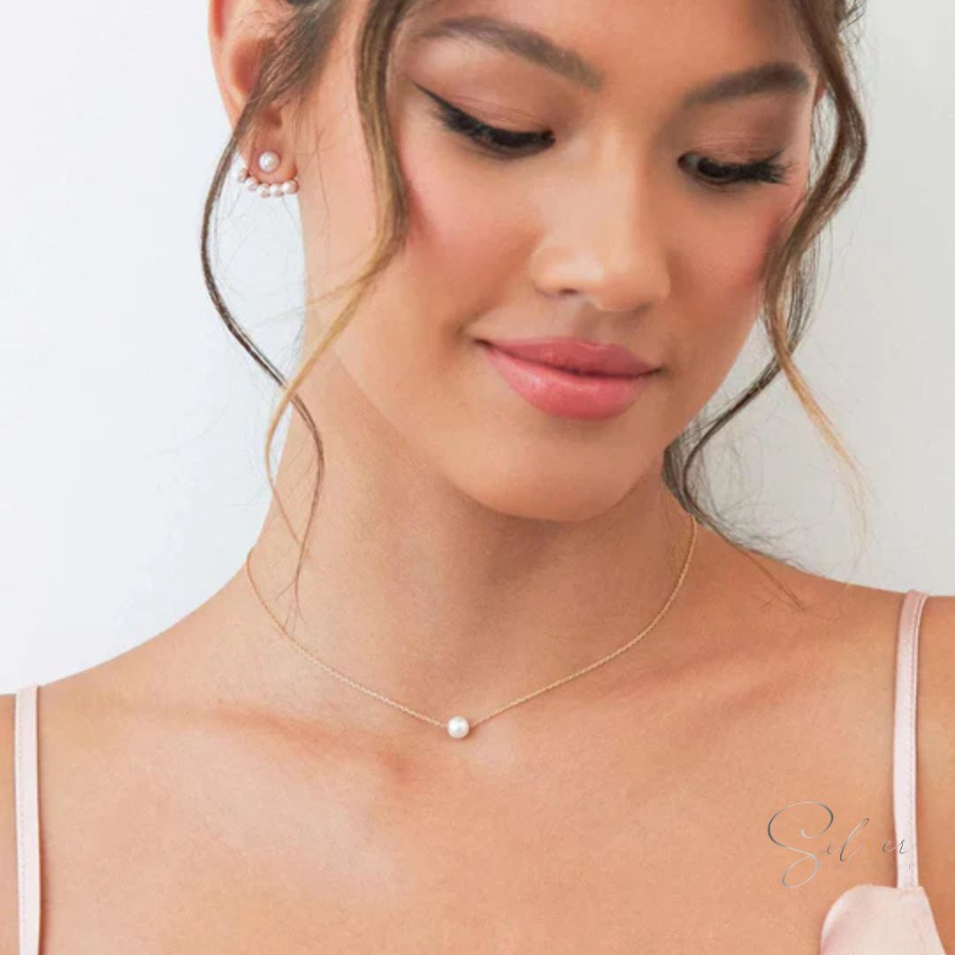 Single Pearl Necklace - Handcrafted in Sterling Silver - Baza Boutique