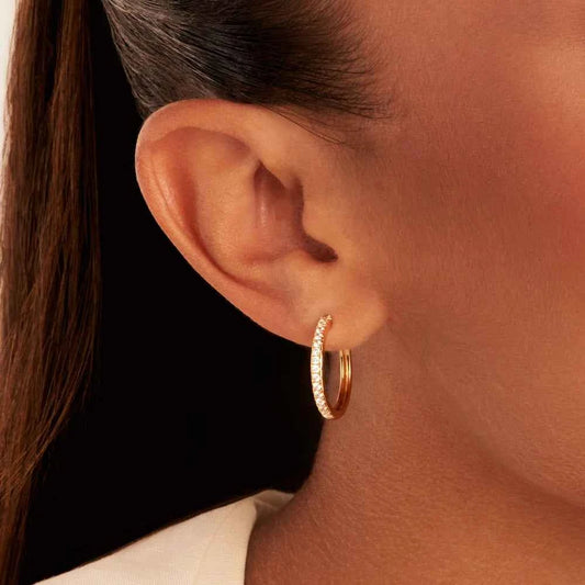 Beam Pavé Hoop Earrings