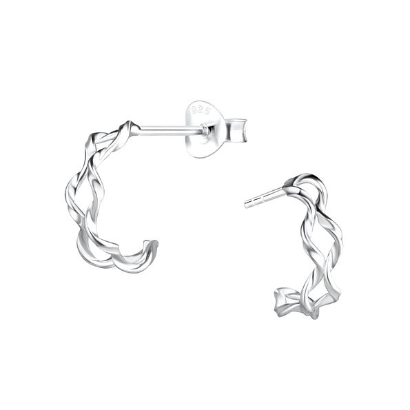Twisted Half Hoop Stud Earrings