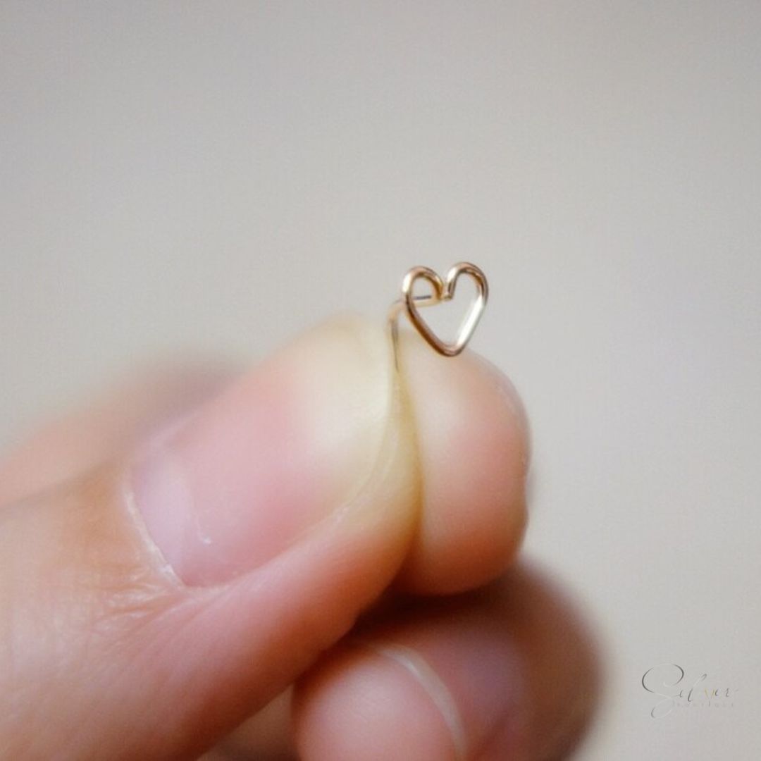 Heart Nose Stud - Handcrafted in Sterling Silver - Baza Boutique