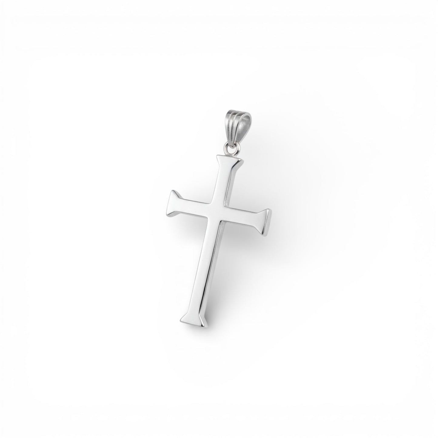 Flared Architect Silver Cross Pendant