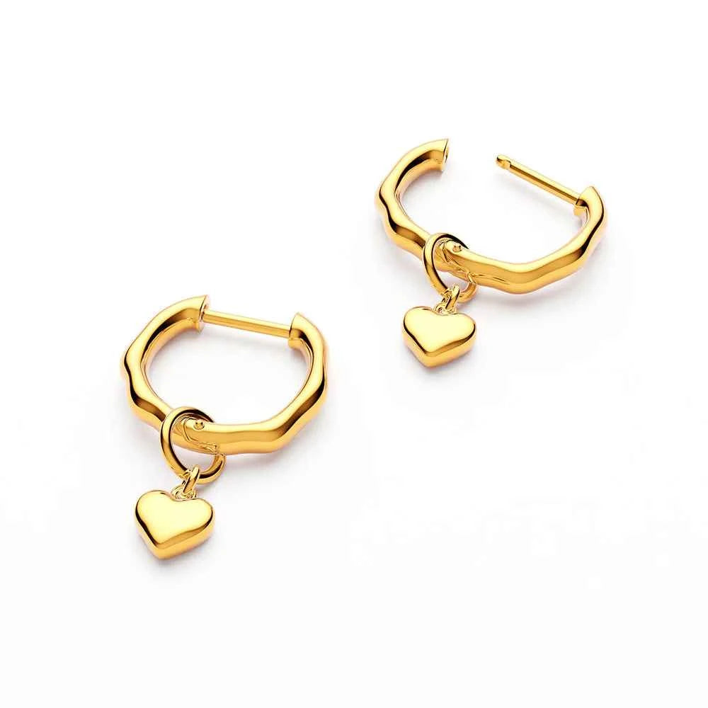 Fine Molten Heart Huggie Earrings