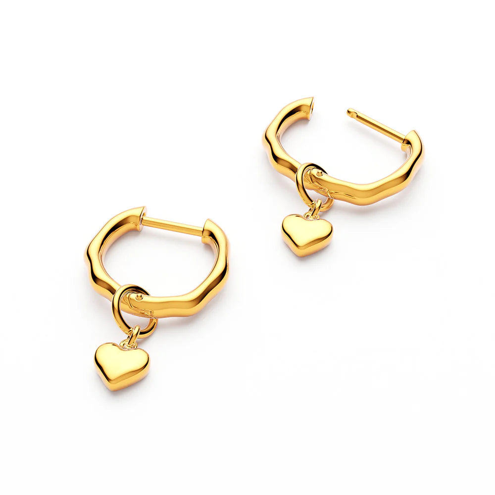 Fine Molten Heart Huggie Earrings