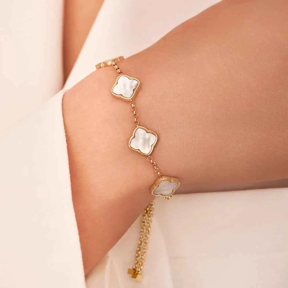 Clover Pearl Link Bracelet