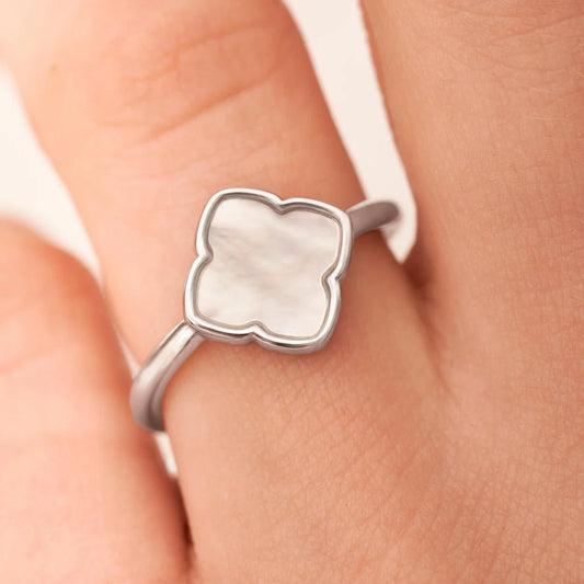 Adjustable Pearl Clover Ring