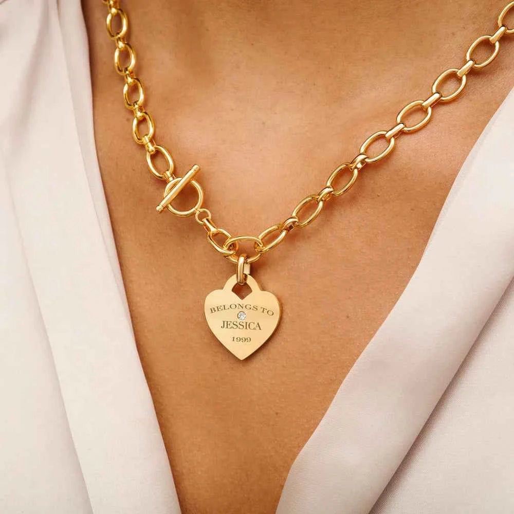 Heart Token Oval Necklace