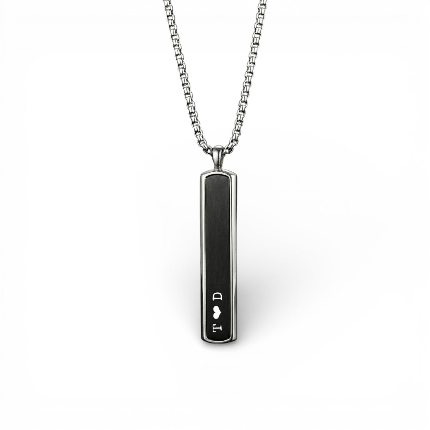 Men's Black Enamel Bar Necklace