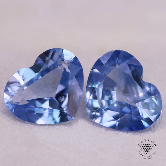 1.32 Cts & 1.25 Cts Natural Blue Sapphire Pair - (H) - Baza Boutique