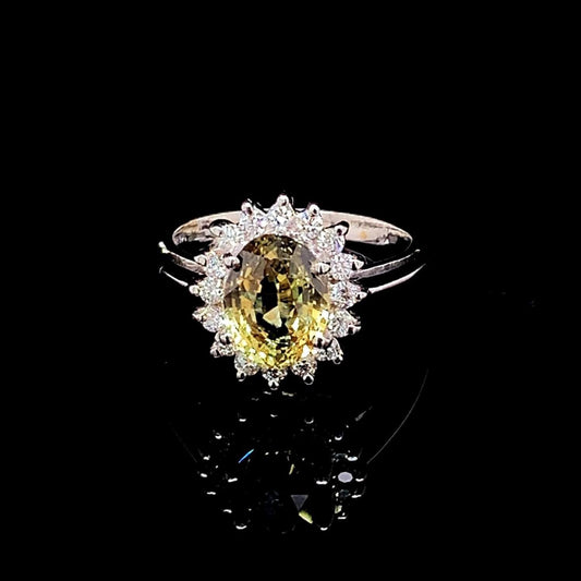 Alexandrite 2.87ct Ring with Natural Diamonds in 14K White Gold