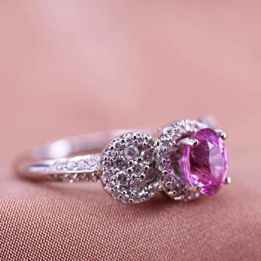 Padparadscha Sapphire 2.20ct Ring in 14K White Gold