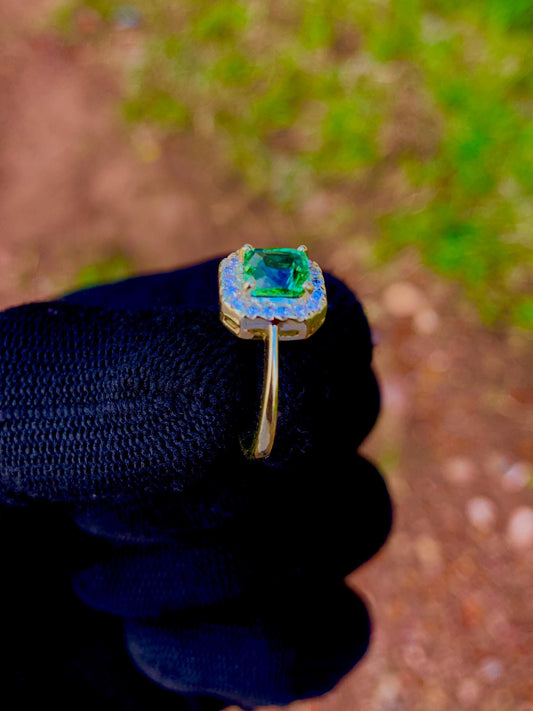1.52ct Tsavorite Garnet Ring in 14K Rose Gold with Natural Diamonds