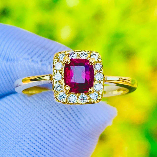 0.70ct Natural Ruby Ring – 14K Yellow Gold & Natural Diamonds