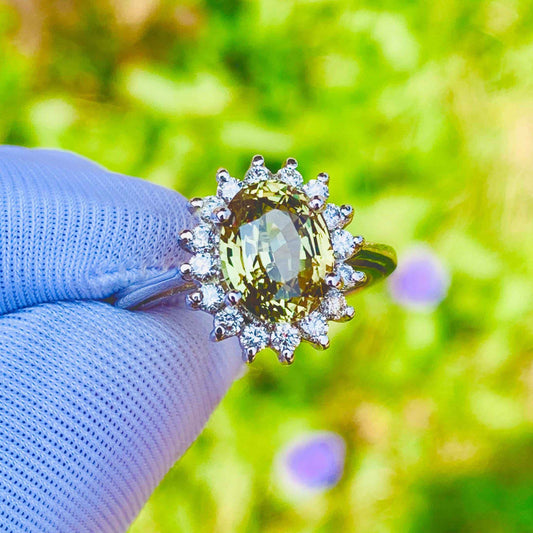 2.87ct Alexandrite Ring – 14K White Gold & Natural Diamonds