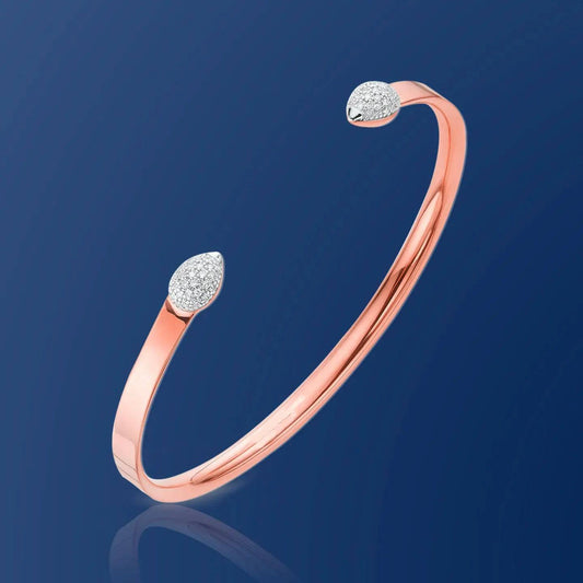 Bud Bangle: Fine Retro Solid 925 Sterling Silver Open Bracelet - Baza Boutique