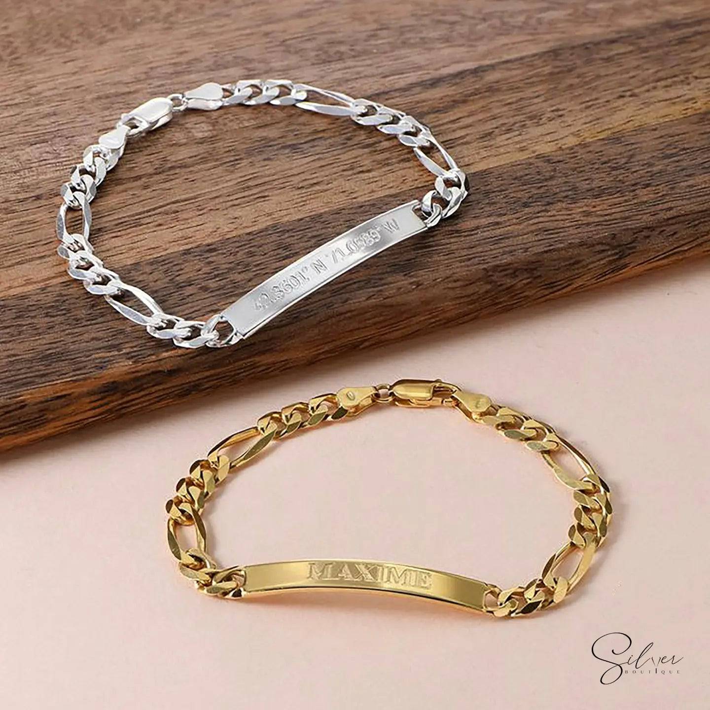 Custom Name Bracelet - Engraved Bracelet for Boyfriend, Husband, Brother - Baza Boutique