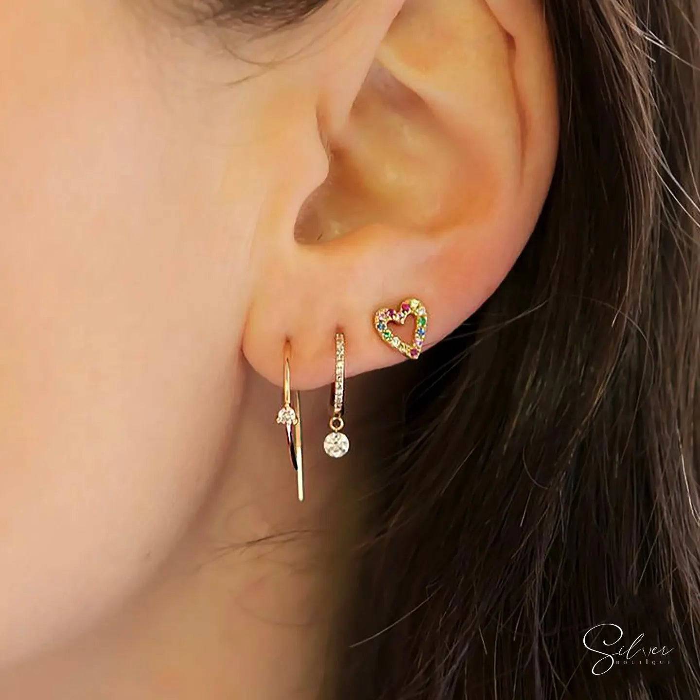 Rainbow Heart Stud Earrings