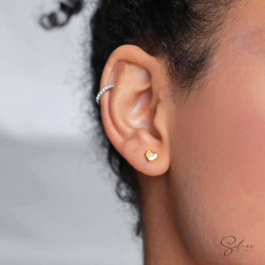Stone Heart Studs - Hollow Love Heart Stud Earrings for Her - Baza Boutique