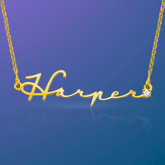 Cursive Name necklace CZ Diamond - Baza Boutique