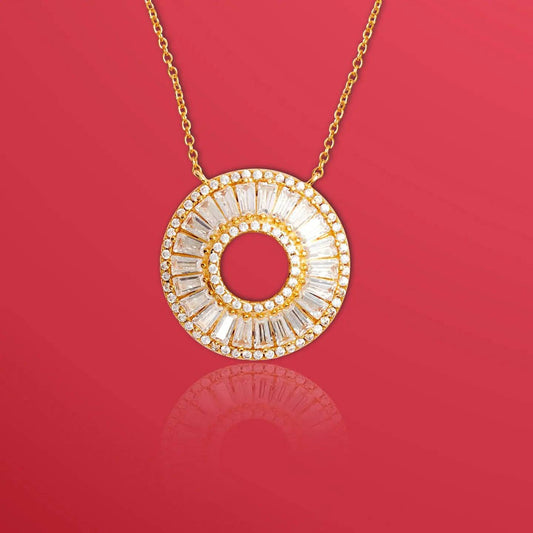 Silver Baguette Necklace - Dainty Pave Necklace for Mother's Day Gift - Baza Boutique