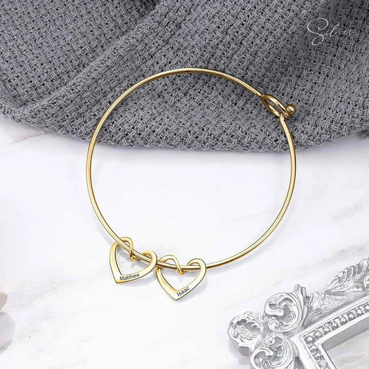 You & me love Bracelt for her , Personalized Gift for her , Heart touching gift idea , Heart shape jewelry , creative jewelries , Engraving Bracelet for mom - Baza Boutique