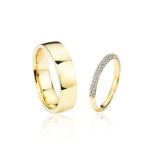 Henry & Anne Ring Duo - Handmade Sterling Silver Diamond Rings - Baza Boutique