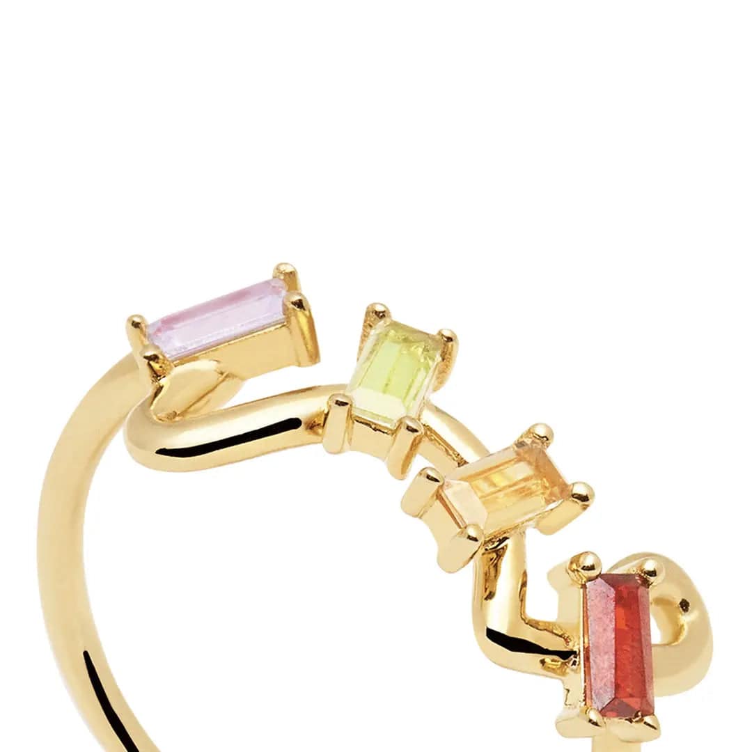 My love story ring, Engagement ring women unique green stone wedding ring set for her - Baza Boutique