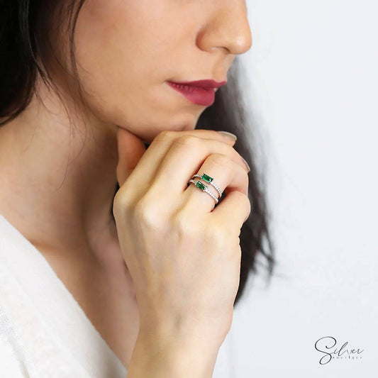 Semi stacking Ring,Benbassat Sterling Silver Stacking Ring,Stacking Rings Sterling Silver Beads Semi Precious Gemstones - Baza Boutique