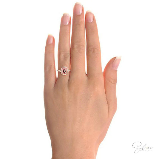 Signature lilÿ, Signature Engagement Peach Sapphire Stone Ring Design, Handmade Sterling Silver Ring, Gold, Silver & Rose Gold - Baza Boutique