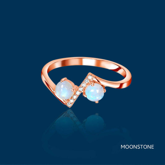 Wave Moonstone Ring - Ocean-Inspired Stone Ring, Ethnic Beauty Jewelry - Baza Boutique