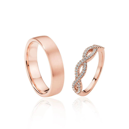 Romeo & Juliet ring duo, Minimalistic Ring, Aesthetic Ring, Diamond Ring, Customise Silver Plated Ring, Gift for her - Baza Boutique