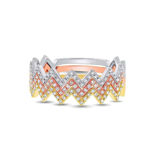 Zigzag Stacking Ring, Ring Stack, Diamond Ring, Jewelry Gift Idea,Minimalistic Ring, Aesthetic Ring - Baza Boutique