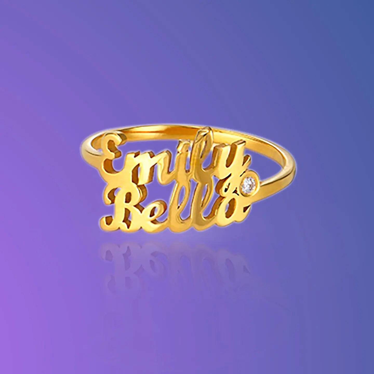 Personalized Stone Name Ring - 925 Sterling Silver - Gift for Her - Baza Boutique