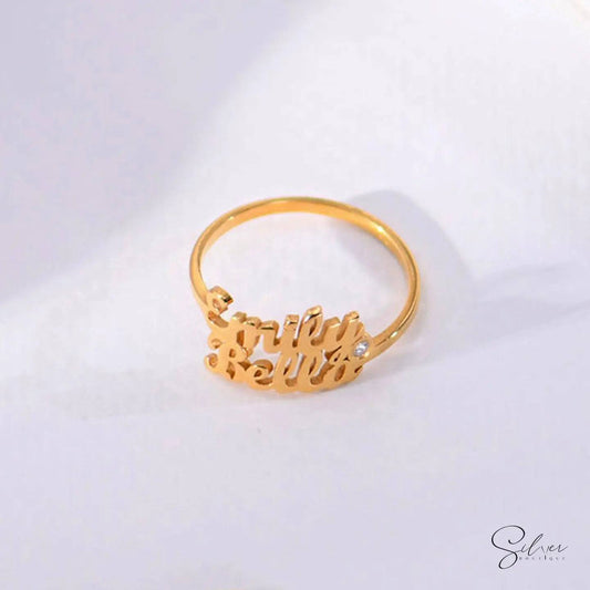 Personalized Stone Name Ring - 925 Sterling Silver - Gift for Her - Baza Boutique