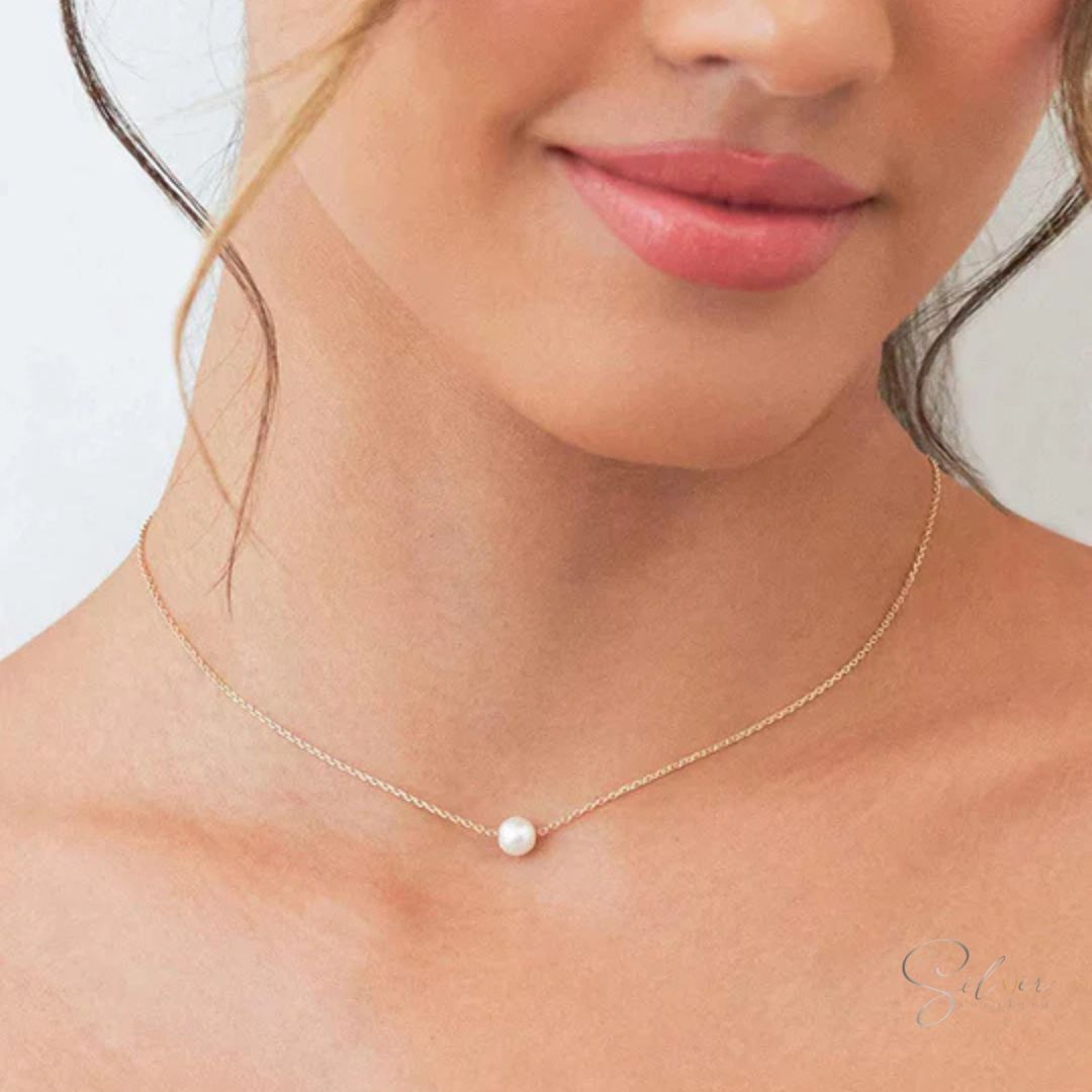 Single Pearl Necklace - Handcrafted in Sterling Silver - Baza Boutique 