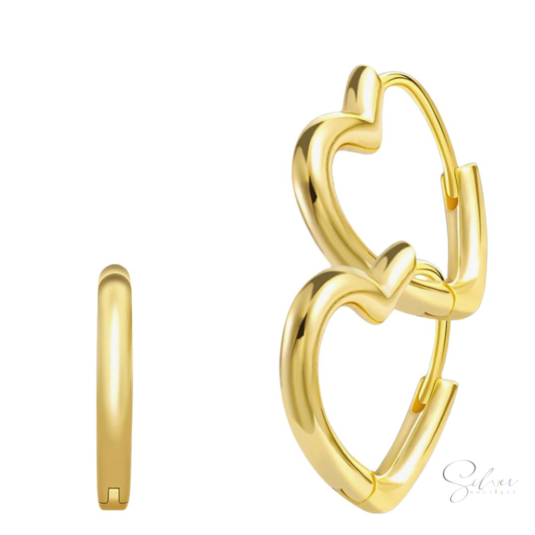 Heart Hoop Earrings - Handcrafted in Sterling Silver - Baza Boutique 