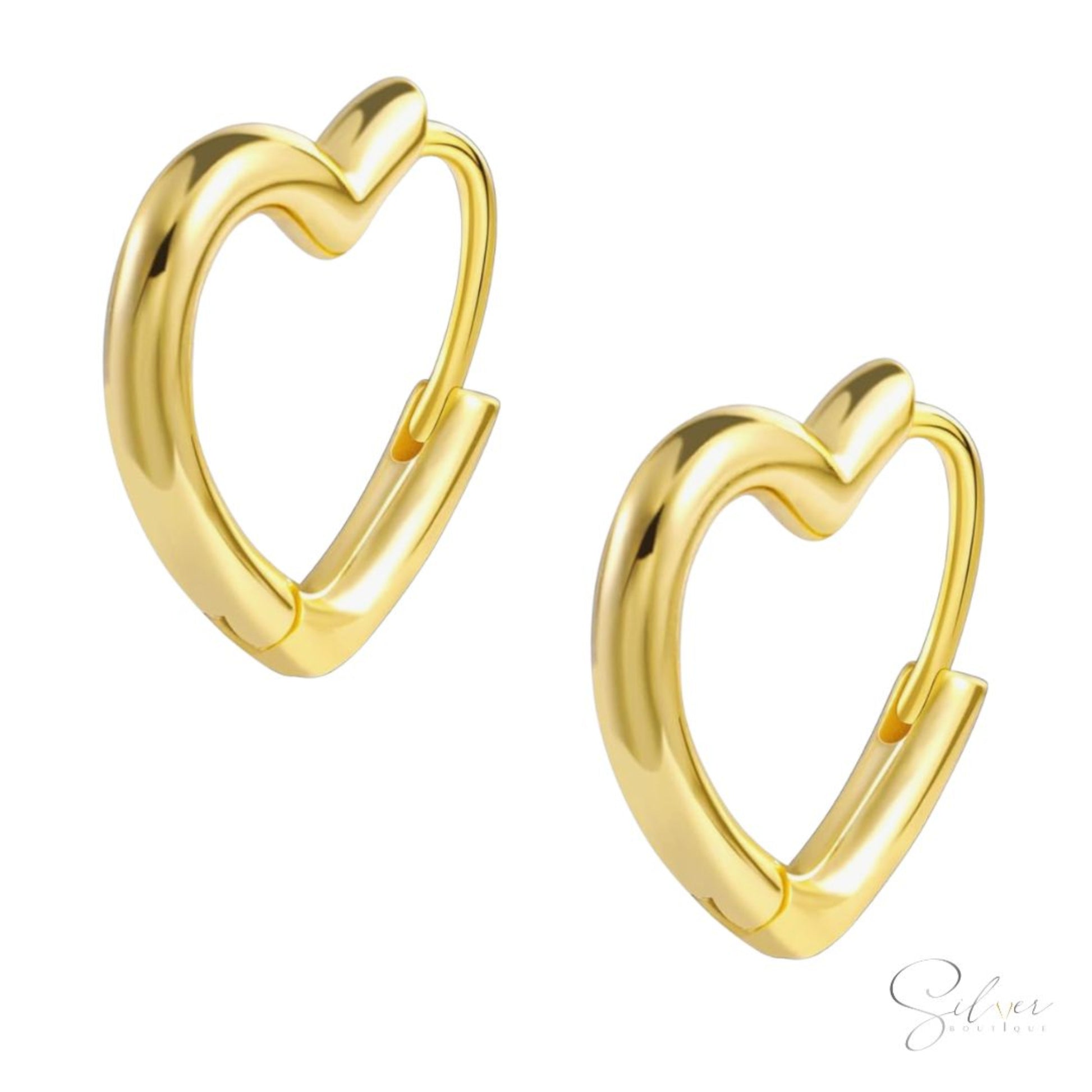 Heart Hoop Earrings - Handcrafted in Sterling Silver - Baza Boutique 