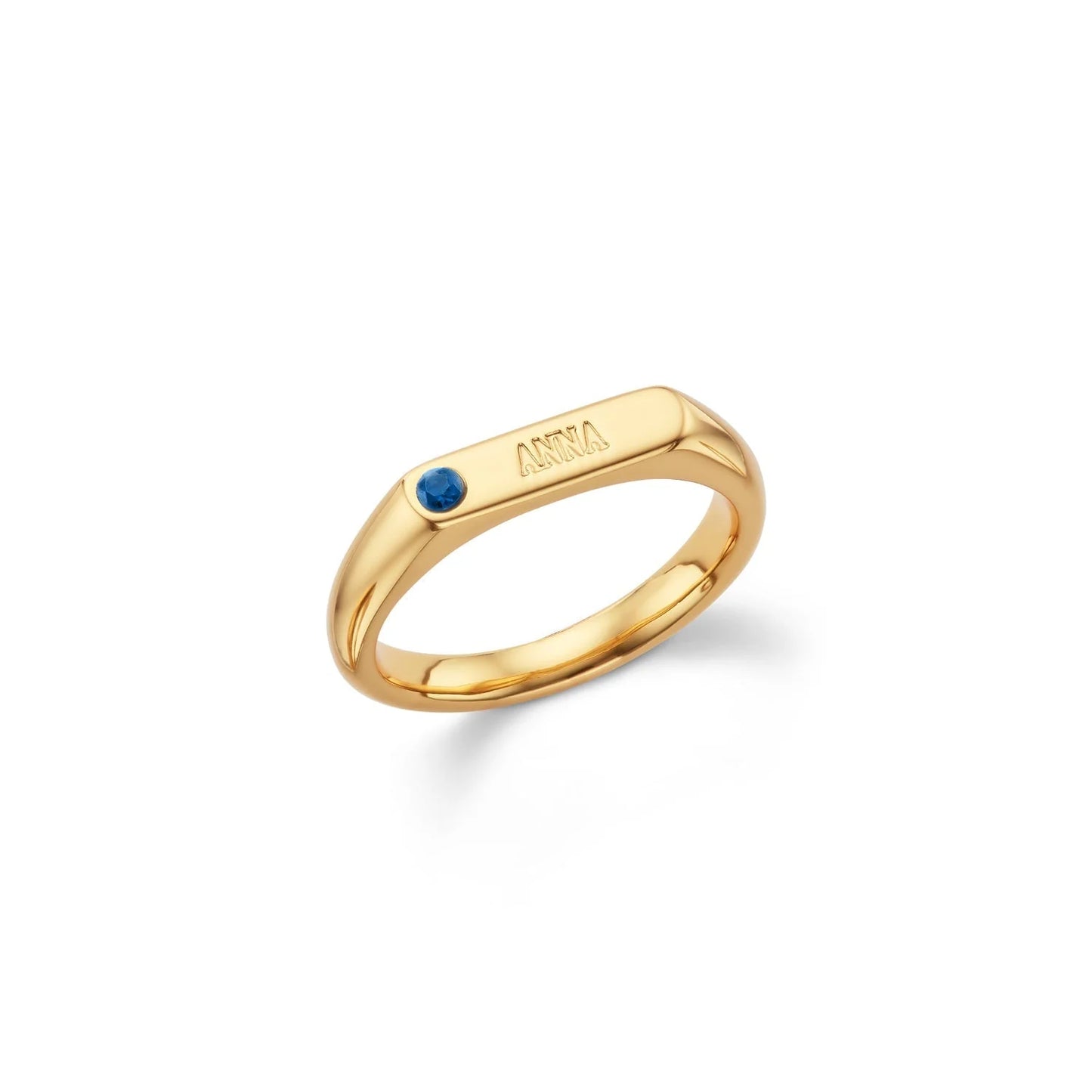 Engraved Birthstone Signet Ring