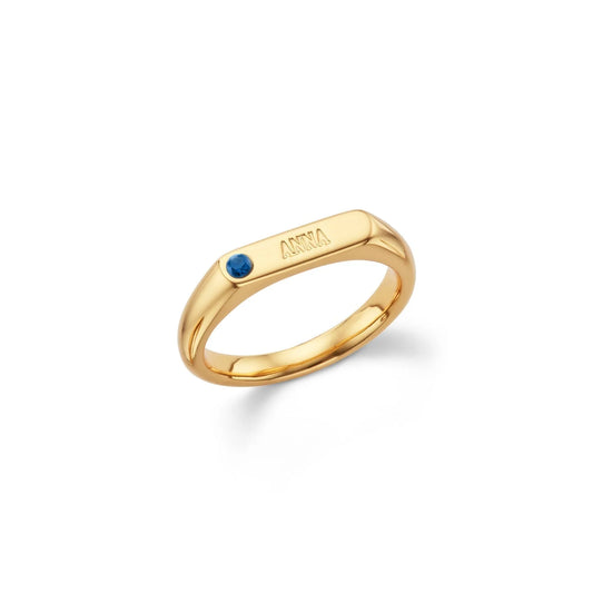 Engraved Birthstone Signet Ring