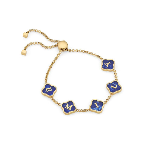 Blue Lace Agate Clover Name Bracelet