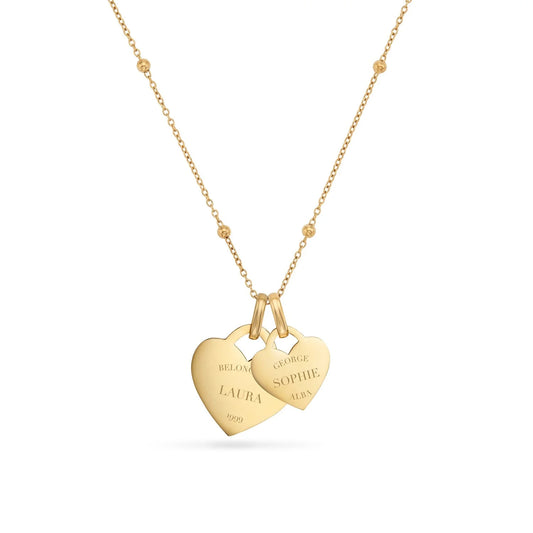 Double Heart Token Necklace