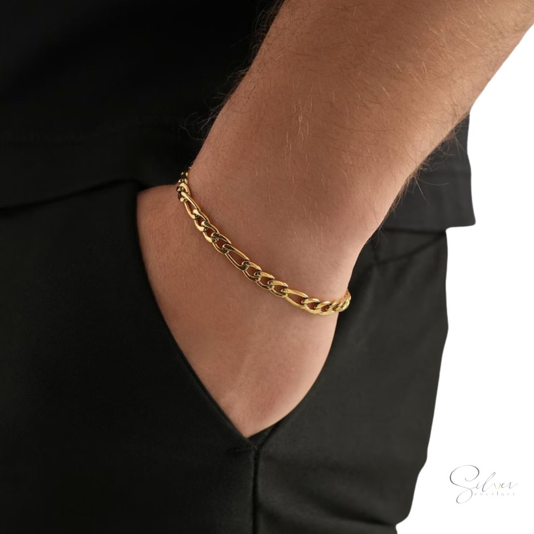 Men’s Figaro Chain Bracelet - Handcrafted in Sterling Silver - Baza Boutique 