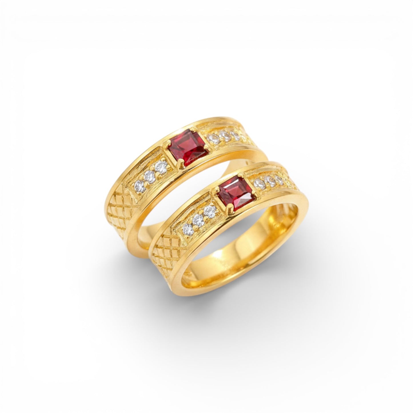 Ruby Accent Couple Band Rings