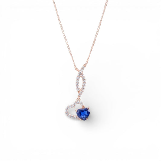 Sapphire Heart Drop Necklace