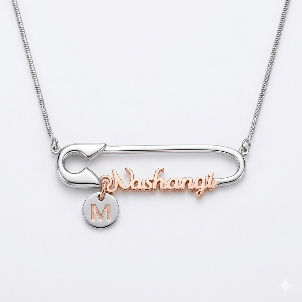 Safety Pin Name Necklace