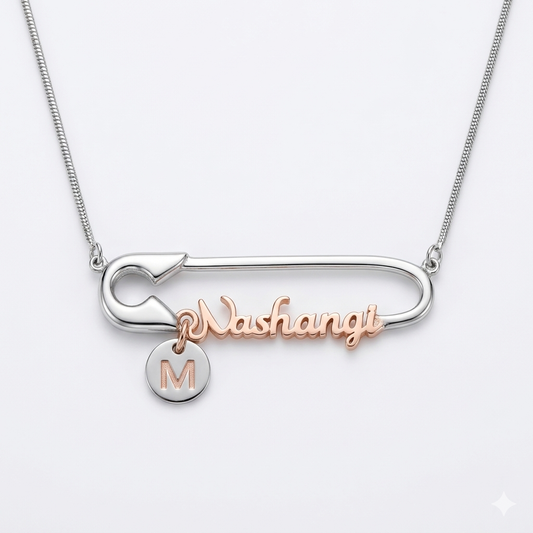 Safety Pin Name Necklace