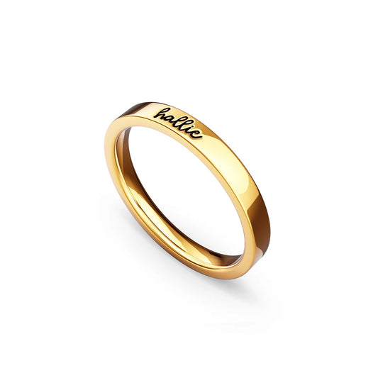 Fine Script Name Ring