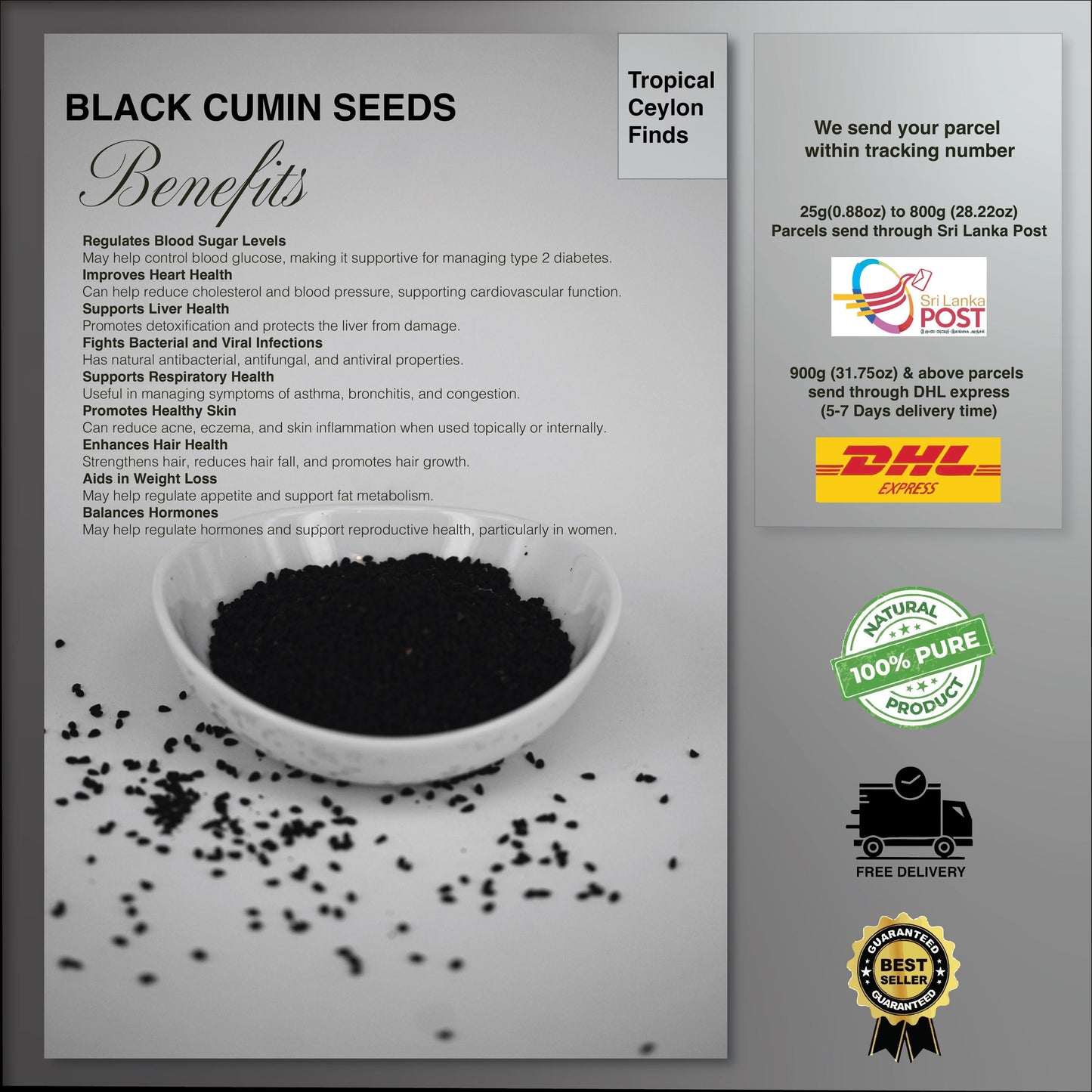 Organic Black Cumin Seed (Kaluduru) - Baza Boutique