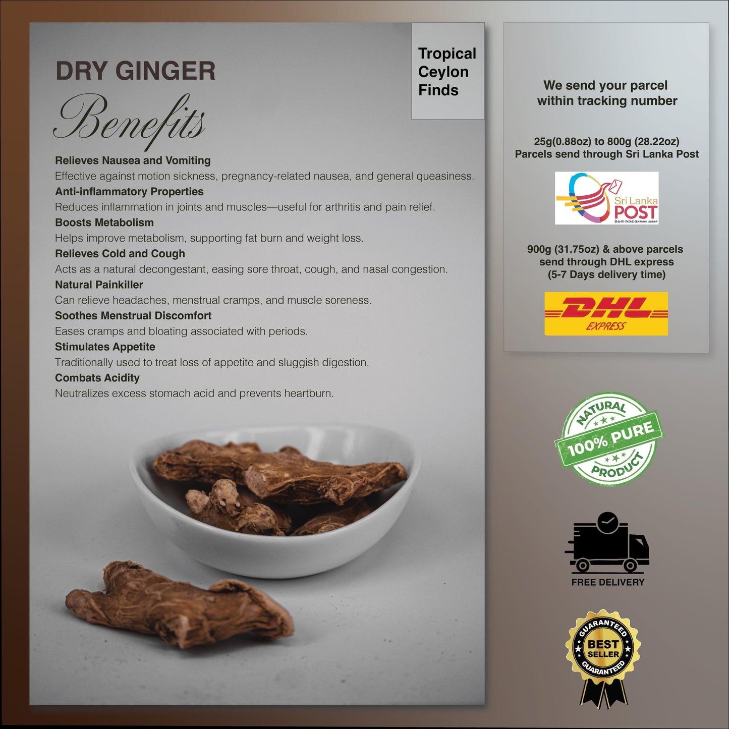 Sun-Dried Organic Ginger Whole Roots - Baza Boutique