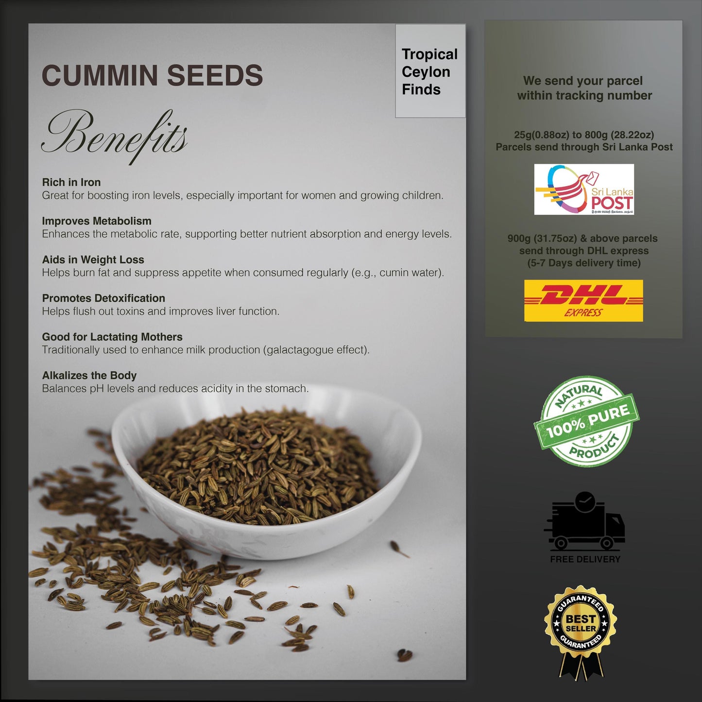Sun-Dried Organic Cumin Seeds - Baza Boutique